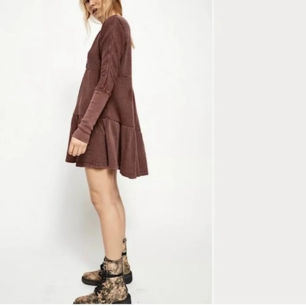 Free People Wine Jolene Oversized Long Sleeve Dress Size M